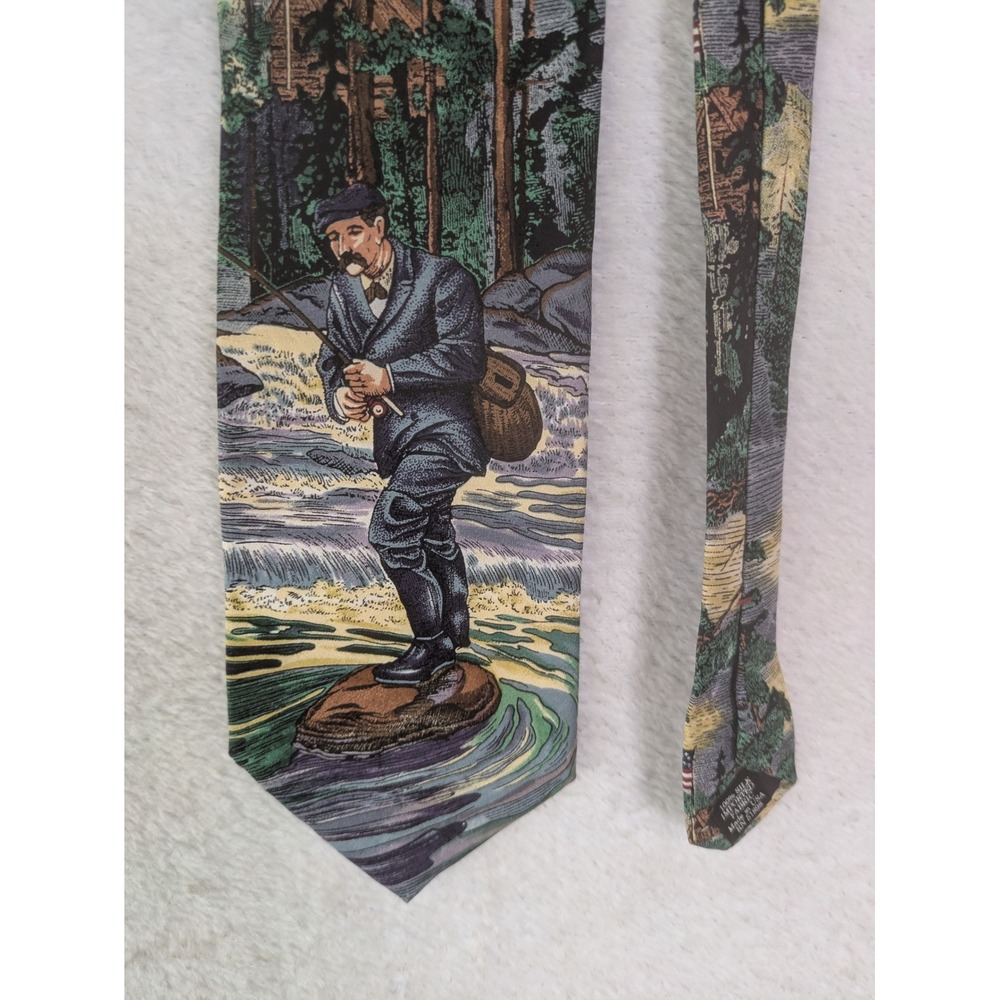Tango by Max Raab Necktie Men's OS Multi Americana Series Vintage Angler Silk